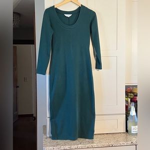 Express Tricot hunter green dress, slit up back, slightly stretchy, size S